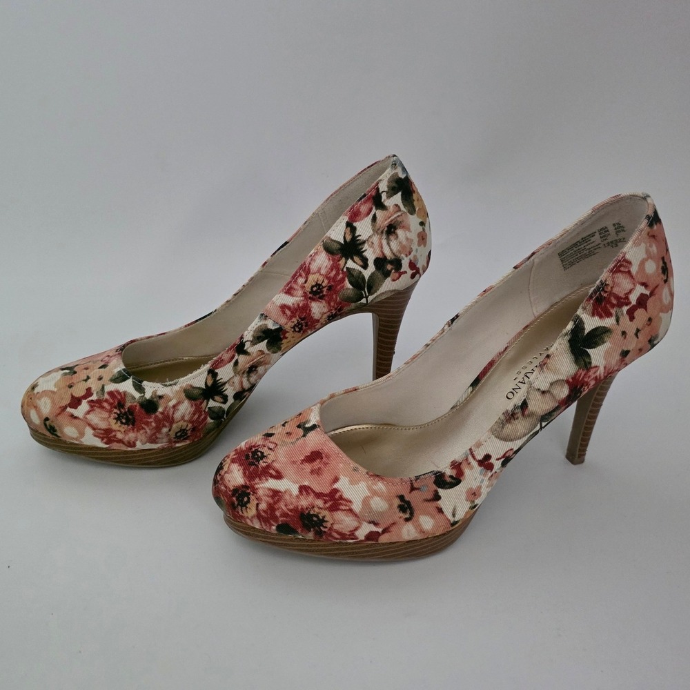 Christian Siriano Women 8.5 Pink Floral Platform 4" Heel Stiletto Pumps Dainty